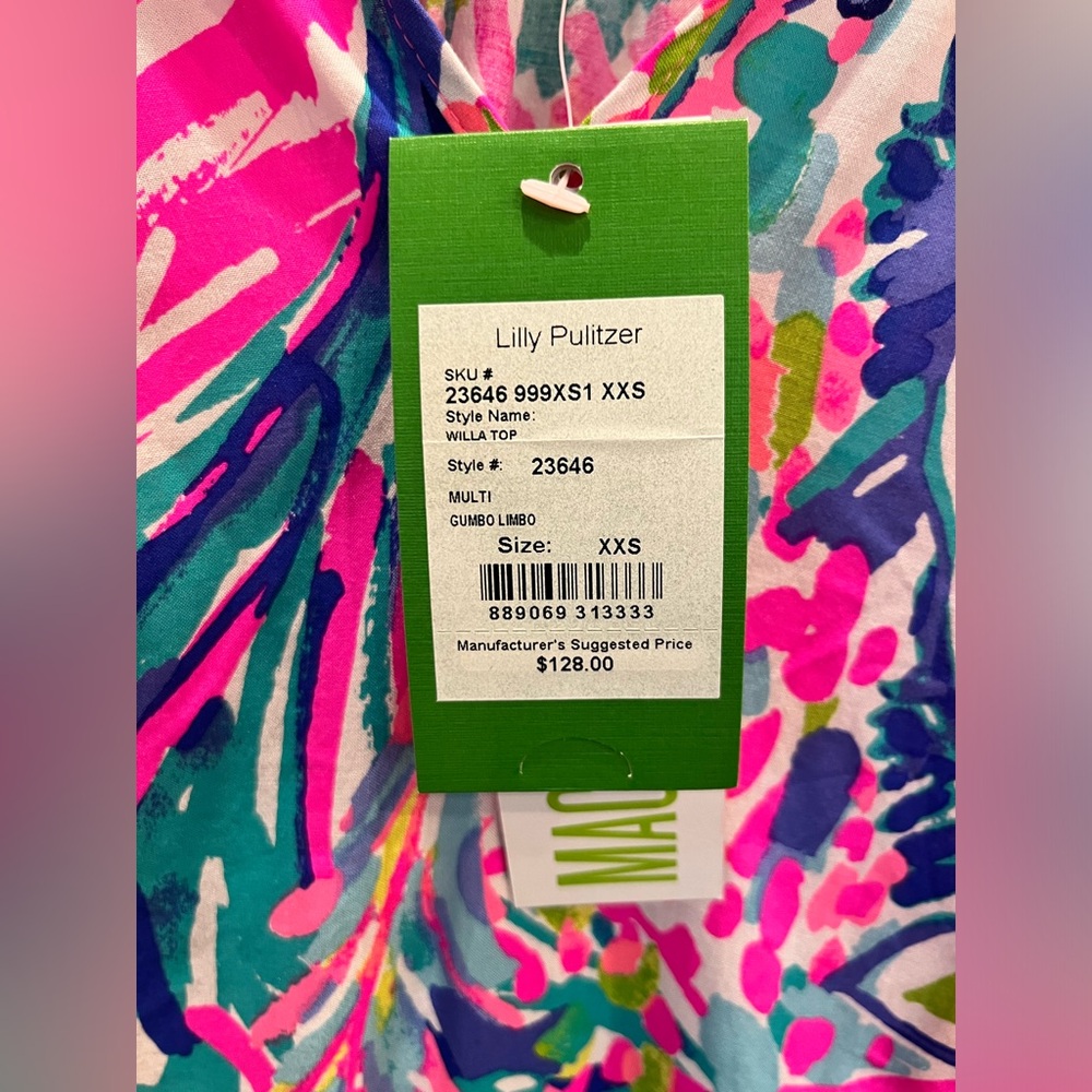 LILLY PULITZER *NWT* RARE Willa Long Sleeve Top Gumbo Limbo XXS Style 23646 - Picture 6 of 9